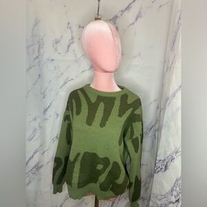 SHEIN Green Patterned Sweater Sz M